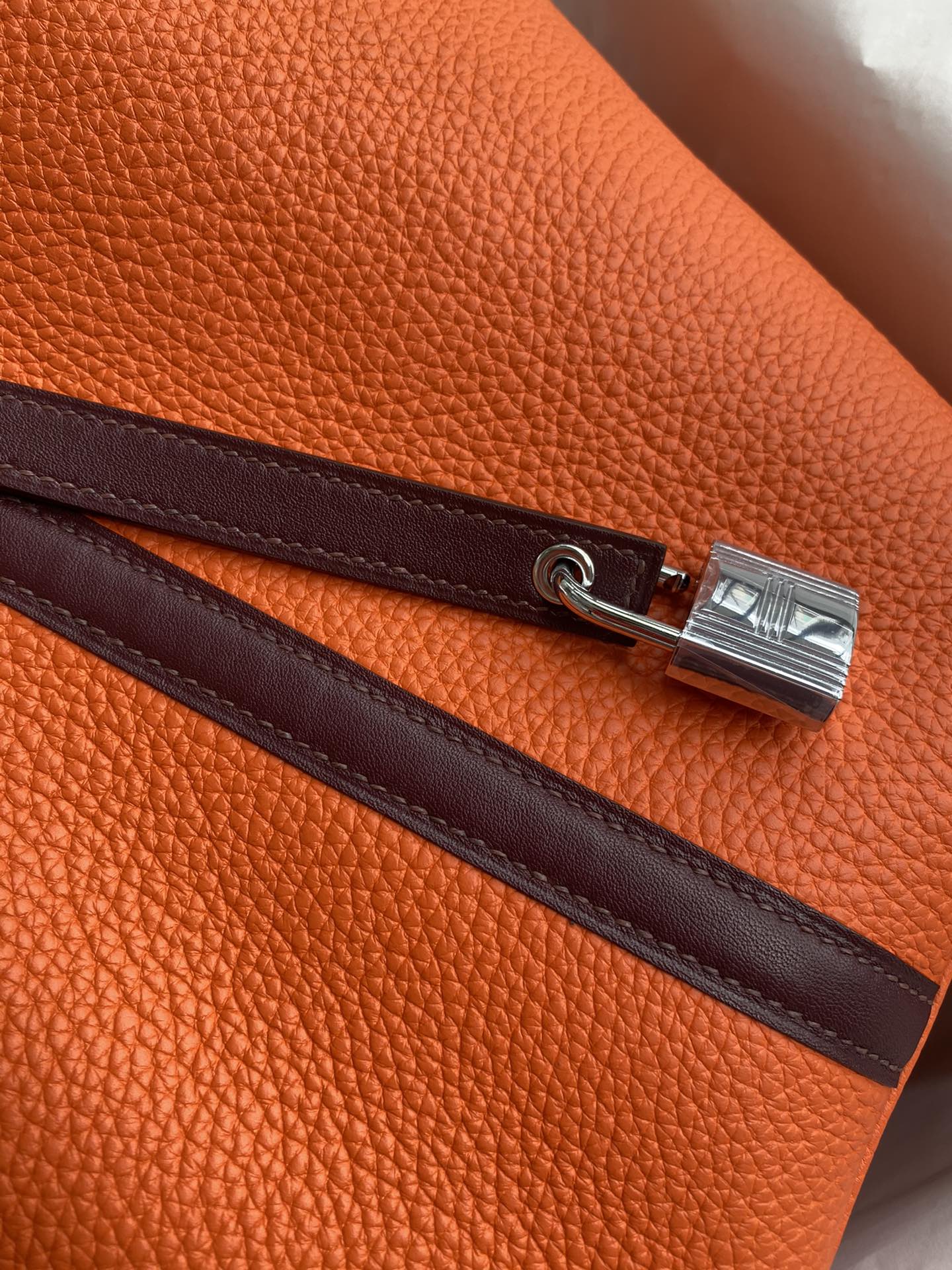 Hermes Picotin Lock 22 Bag In Orange/Bordeaux Clemence Leather